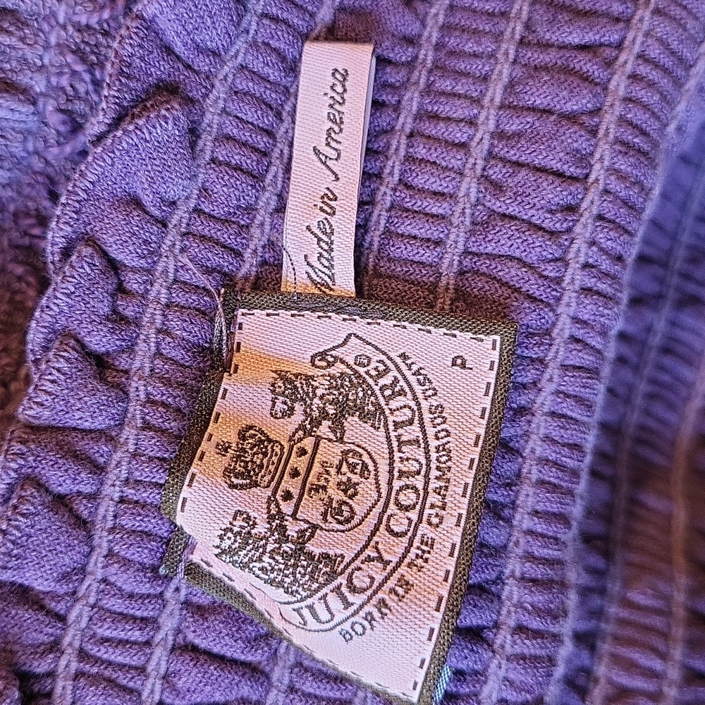 Rare Juicy Couture Purple Terry Cloth Ruffle Hem Pocket Detail Mini Dress, 0 - Picture 10 of 15
